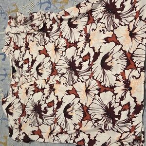 Ann Taylor Floral Blouse - Brown and Cream